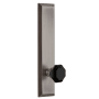 Grandeur Fifth Avenue Solid Brass Tall Plate Passage Door Knob Set with Lyon Black Crystal Knob and 2-3/4" Backset Antique Pewter