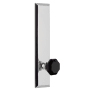Grandeur Fifth Avenue Solid Brass Tall Plate Passage Door Knob Set with Lyon Black Crystal Knob and 2-3/4" Backset Bright Chrome