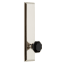 Grandeur Fifth Avenue Solid Brass Tall Plate Passage Door Knob Set with Lyon Black Crystal Knob and 2-3/4" Backset Polished Nickel