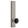 Grandeur Fifth Avenue Solid Brass Tall Plate Passage Door Knob Set with Lyon Black Crystal Knob and 2-3/4" Backset Satin Nickel