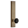 Grandeur Fifth Avenue Solid Brass Tall Plate Passage Door Knob Set with Lyon Black Crystal Knob and 2-3/4" Backset Vintage Brass