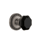Grandeur Newport Solid Brass Rose Single Dummy Door Knob with Lyon Black Crystal Knob Antique Pewter