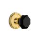 Grandeur Georgetown Solid Brass Rose Dummy Door Knob Set with Lyon Black Crystal Knob Lifetime Brass