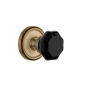 Grandeur Georgetown Solid Brass Rose Dummy Door Knob Set with Lyon Black Crystal Knob Vintage Brass