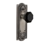 Grandeur Parthenon Solid Brass Rose Dummy Door Knob Set with Lyon Black Crystal Knob Antique Pewter