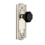 Grandeur Parthenon Solid Brass Rose Dummy Door Knob Set with Lyon Black Crystal Knob Polished Nickel