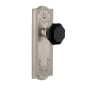 Grandeur Parthenon Solid Brass Rose Dummy Door Knob Set with Lyon Black Crystal Knob Satin Nickel