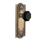 Grandeur Parthenon Solid Brass Rose Dummy Door Knob Set with Lyon Black Crystal Knob Vintage Brass