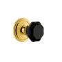 Grandeur Circulaire Solid Brass Rose Privacy Door Knob Set with Lyon Black Crystal Knob and 2-3/8" Backset Lifetime Brass