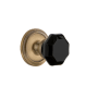 Grandeur Circulaire Solid Brass Rose Privacy Door Knob Set with Lyon Black Crystal Knob and 2-3/8" Backset Vintage Brass