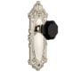 Grandeur Grande Victorian Solid Brass Rose Privacy Door Knob Set with Lyon Black Crystal Knob and 2-3/8" Backset Polished Nickel