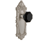 Grandeur Grande Victorian Solid Brass Rose Privacy Door Knob Set with Lyon Black Crystal Knob and 2-3/8" Backset Satin Nickel