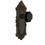 Grandeur Grande Victorian Solid Brass Rose Privacy Door Knob Set with Lyon Black Crystal Knob and 2-3/8" Backset Timeless Bronze