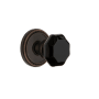 Grandeur Soleil Solid Brass Rose Privacy Door Knob Set with Lyon Black Crystal Knob and 2-3/4" Backset Timeless Bronze