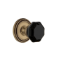 Grandeur Soleil Solid Brass Rose Privacy Door Knob Set with Lyon Black Crystal Knob and 2-3/4" Backset Vintage Brass