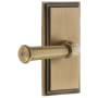 Grandeur Carre Solid Brass Left Handed Passage Set with Georgetown Lever and 2-3/8" Backset Vintage Brass