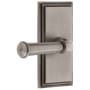 Grandeur Carre Solid Brass Left Handed Privacy Set with Georgetown Lever and 2-3/8" Backset Antique Pewter