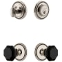 Grandeur Soleil Solid Brass Rose Single Cylinder Keyed Entry Deadbolt and Knobset Combo Pack with Lyon Black Crystal Knob and 2-3/8" Backset Polished Nickel