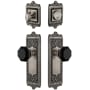 Grandeur Windsor Solid Brass Rose Single Cylinder Keyed Entry Deadbolt and Knobset Combo Pack with Lyon Black Crystal Knob and 2-3/4" Backset Antique Pewter