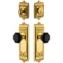 Grandeur Windsor Solid Brass Rose Single Cylinder Keyed Entry Deadbolt and Knobset Combo Pack with Lyon Black Crystal Knob and 2-3/4" Backset Lifetime Brass