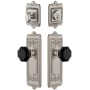 Grandeur Windsor Solid Brass Rose Single Cylinder Keyed Entry Deadbolt and Knobset Combo Pack with Lyon Black Crystal Knob and 2-3/4" Backset Satin Nickel