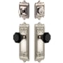 Grandeur Windsor Solid Brass Rose Single Cylinder Keyed Entry Deadbolt and Knobset Combo Pack with Lyon Black Crystal Knob and 2-3/8" Backset Polished Nickel