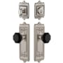 Grandeur Windsor Solid Brass Rose Single Cylinder Keyed Entry Deadbolt and Knobset Combo Pack with Lyon Black Crystal Knob and 2-3/8" Backset Satin Nickel