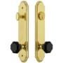 Grandeur Arc Solid Brass Rose Tall Plate Single Cylinder Keyed Entry Door Knob Set with Lyon Black Crystal Knob and 2-3/8" Backset Lifetime Brass
