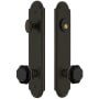Grandeur Arc Solid Brass Rose Tall Plate Single Cylinder Keyed Entry Door Knob Set with Lyon Black Crystal Knob and 2-3/8" Backset Timeless Bronze