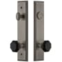 Grandeur Carre Solid Brass Rose Tall Plate Single Cylinder Keyed Entry Door Knob Set with Lyon Knob and 2-3/4" Backset Antique Pewter