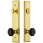 Grandeur Carre Solid Brass Rose Tall Plate Single Cylinder Keyed Entry Door Knob Set with Lyon Knob and 2-3/4" Backset Lifetime Brass