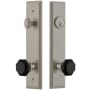 Grandeur Carre Solid Brass Rose Tall Plate Single Cylinder Keyed Entry Door Knob Set with Lyon Knob and 2-3/8" Backset Satin Nickel