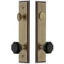 Grandeur Carre Solid Brass Rose Tall Plate Single Cylinder Keyed Entry Door Knob Set with Lyon Knob and 2-3/8" Backset Vintage Brass