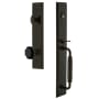 Grandeur Carre Solid Brass Rose Keyed Entry Single Cylinder 'C' Grip Handleset with Lyon Black Crystal Timeless Bronze