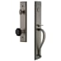Grandeur Carre Solid Brass Rose Keyed Entry Single Cylinder 'S' Grip Handleset with Lyon Black Crystal Antique Pewter