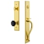 Grandeur Carre Solid Brass Rose Keyed Entry Single Cylinder 'S' Grip Handleset with Lyon Black Crystal Lifetime Brass