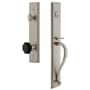 Grandeur Carre Solid Brass Rose Keyed Entry Single Cylinder 'S' Grip Handleset with Lyon Black Crystal Satin Nickel