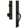 Grandeur Carre Solid Brass Rose Keyed Entry Single Cylinder 'S' Grip Handleset with Lyon Black Crystal Timeless Bronze