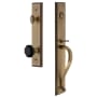 Grandeur Carre Solid Brass Rose Keyed Entry Single Cylinder 'S' Grip Handleset with Lyon Black Crystal Vintage Brass