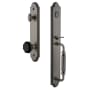Grandeur Arc Solid Brass Rose Dummy Full Plate 'F' Grip Handleset with Lyon Black Crystal Antique Pewter