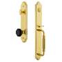 Grandeur Arc Solid Brass Rose Dummy Full Plate 'F' Grip Handleset with Lyon Black Crystal Lifetime Brass