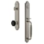 Grandeur Arc Solid Brass Rose Dummy Full Plate 'F' Grip Handleset with Lyon Black Crystal Satin Nickel