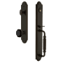 Grandeur Arc Solid Brass Rose Dummy Full Plate 'F' Grip Handleset with Lyon Black Crystal Timeless Bronze