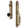 Grandeur Arc Solid Brass Rose Dummy Full Plate 'F' Grip Handleset with Lyon Black Crystal Vintage Brass