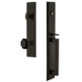 Grandeur Carre Solid Brass Rose Dummy Full Plate 'D' Grip Handleset with Lyon Black Crystal Timeless Bronze
