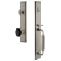 Grandeur Fifth Avenue Solid Brass Rose Dummy Full Plate 'C' Grip Handleset with Lyon Black Crystal Satin Nickel