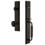 Grandeur Fifth Avenue Solid Brass Rose Dummy Full Plate 'C' Grip Handleset with Lyon Black Crystal Timeless Bronze
