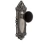 Grandeur Grande Victorian Solid Brass Rose Passage Door Knob Set with Coventry Knob and 2-3/4" Backset Antique Pewter