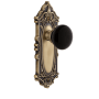 Grandeur Grande Victorian Solid Brass Rose Passage Door Knob Set with Coventry Knob and 2-3/4" Backset Vintage Brass