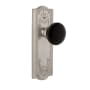 Grandeur Parthenon Solid Brass Rose Passage Door Knob Set with Coventry Knob and 2-3/8" Backset Satin Nickel
